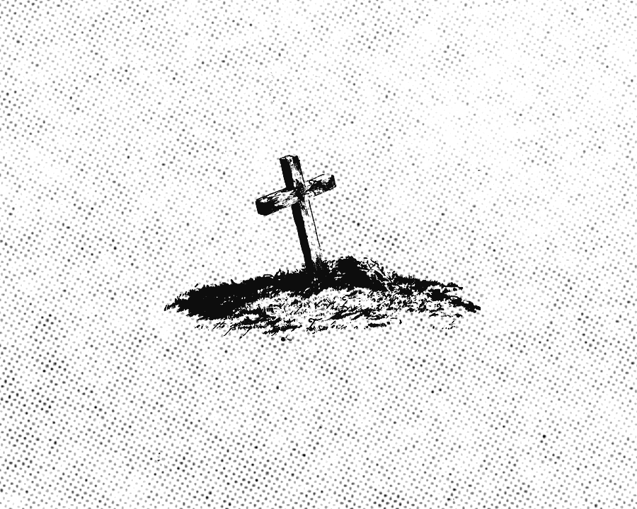 Cross on a halftone hill